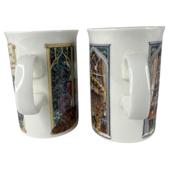 4 Dunoon window Christmas Cat Mugs Sue Scullard Stoneware Made Scotland Vintage - Picture 9 of 11